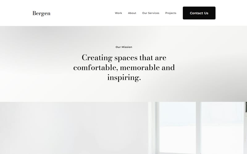 Home page of the Bergen template — quiet monochrome photography site