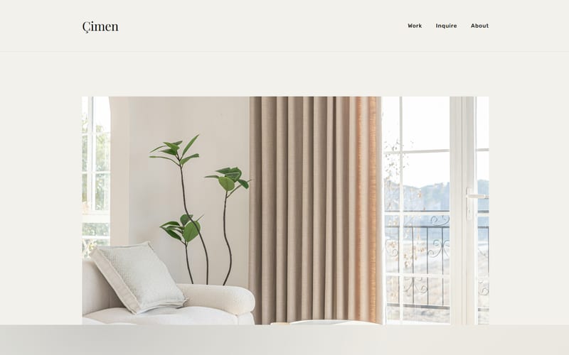 Home page of the Çimen template — warm serif editorial site