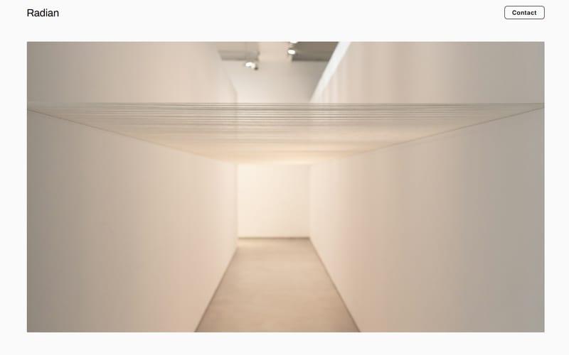 Home page of the Radian template — bold sans-serif studio site
